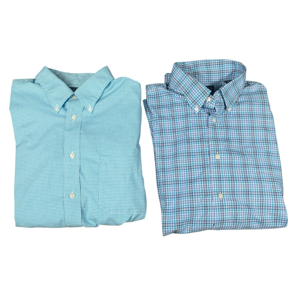Lot Of 2 Lauren Ralph Lauren Stretch Fabric Plaid Button Down Shirts Sz 17 XL